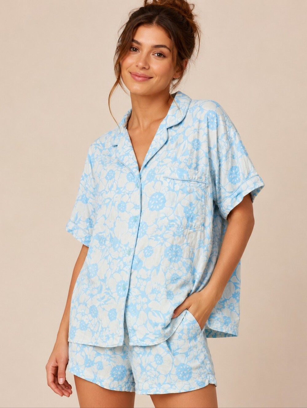 🫑 Joyspun Plus Size Floral Pajama Shirt – Size 2X (18W/20W)